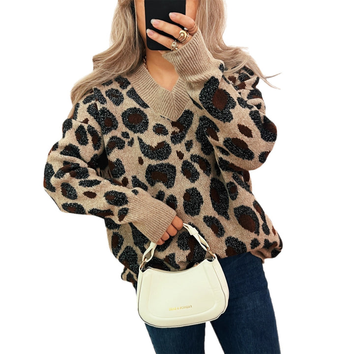 Damen lässiger Strickpullover mit animalischem Muster Drune