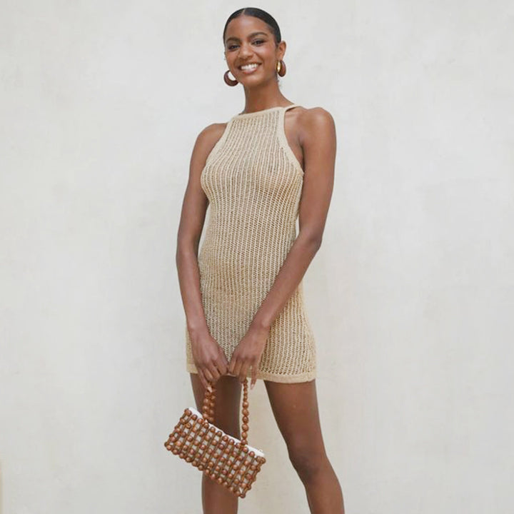 Damen lässiges Häkelkleid im minimalistischen Stil Drune