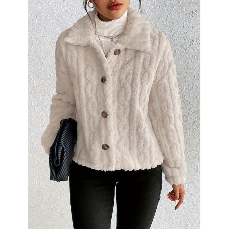 Damen Flauschige Oversize-Jacke Drune