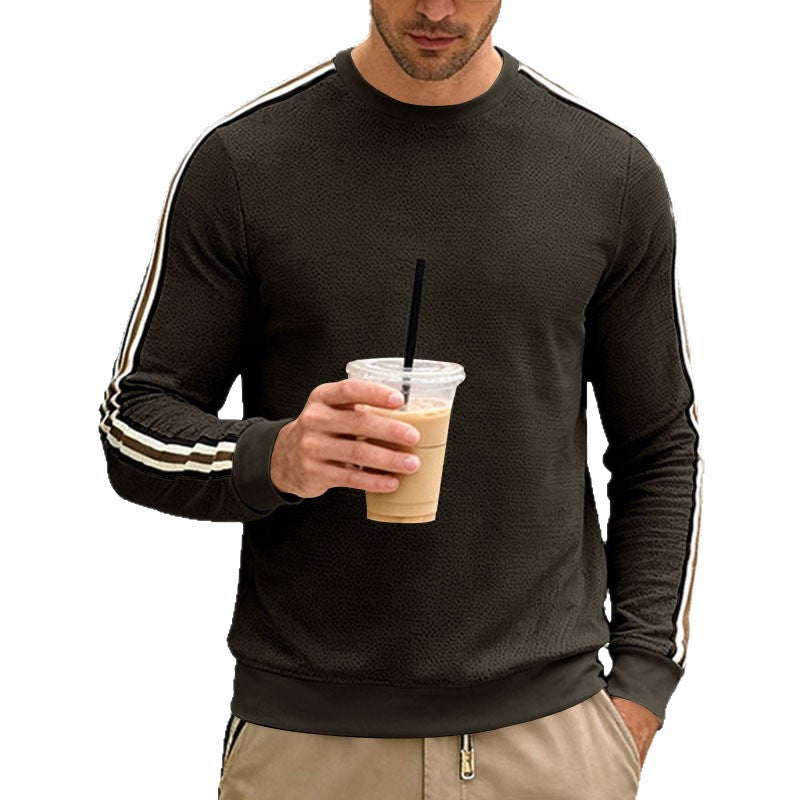 Herren nan strukturiertes Sweatshirt mit feiner Waffelstruktur, kontrastierenden Seitenstreifen an den Ärmeln und körpernaher Passform Drune