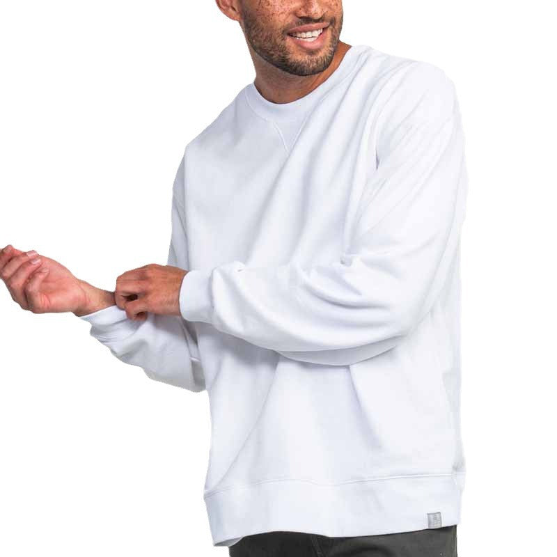 Herren lässiger Rundhals-Sweatshirt mit Vintage-Waschung und bequemen Bund Drune