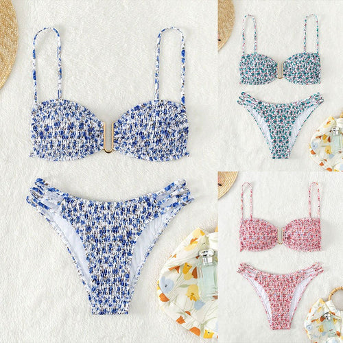 Damen Triangel-Bikini mit Stützfunktion und dekorativem Goldakzent Drune