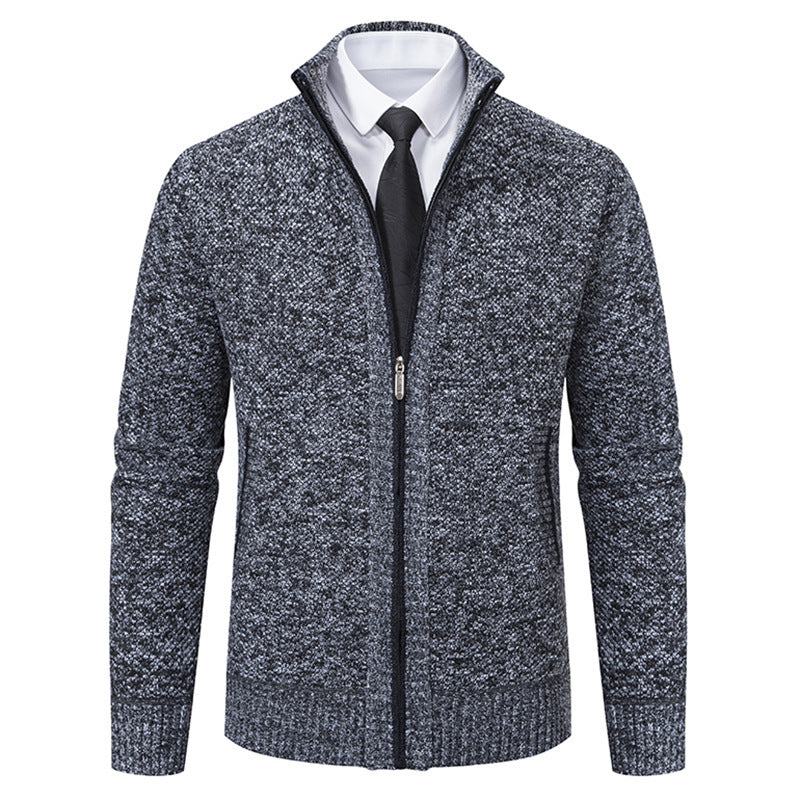 Herren elegante Strickjacke mit durchgehendem Reißverschluss und strukturiertem Design Drune