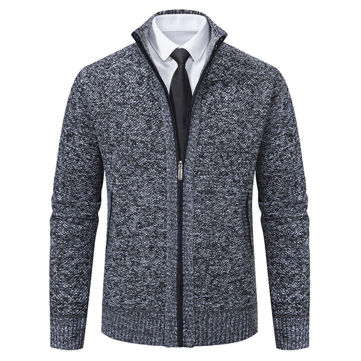 Herren elegante Strickjacke mit durchgehendem Reißverschluss und strukturiertem Design Drune