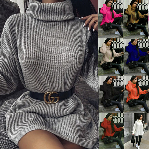 Damen Oversized Strickpullover mit hohem Kragen und modernem Schnitt Drune