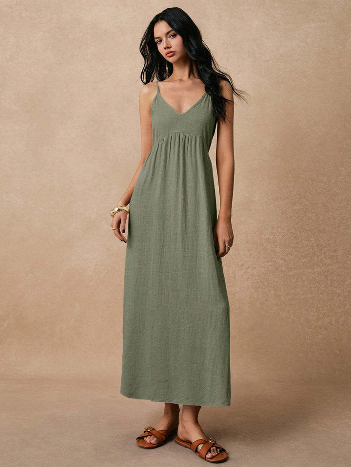 Damen Maxikleid mit feinen Spaghettiträgern und leichtem, atmungsaktivem Material Drune