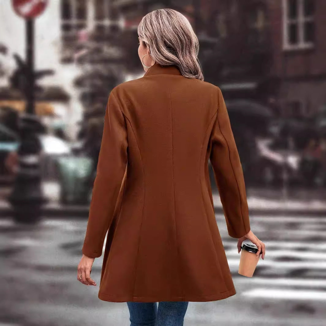 Damen Elegante Wool-Langjacke Drune