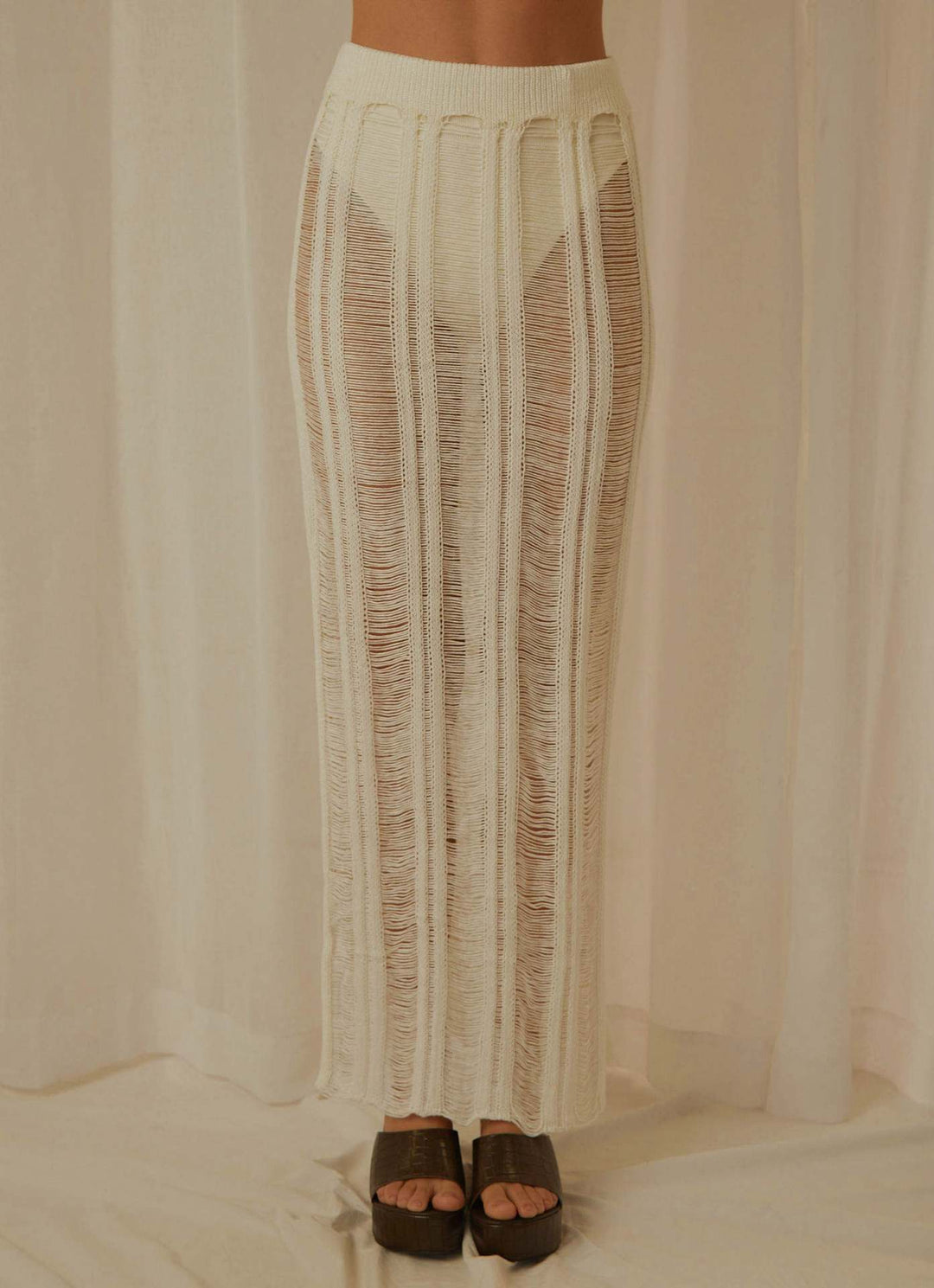 Damen gehäkeltes Crop-Top und Maxi-Rock-Set Drune