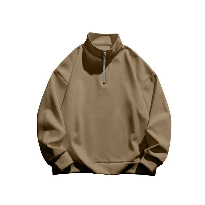 Unisex Relax-Halbzip-Sweatshirt mit hohem Stehkragen, Raglanärmeln und leicht angerauter Innenseite Drune