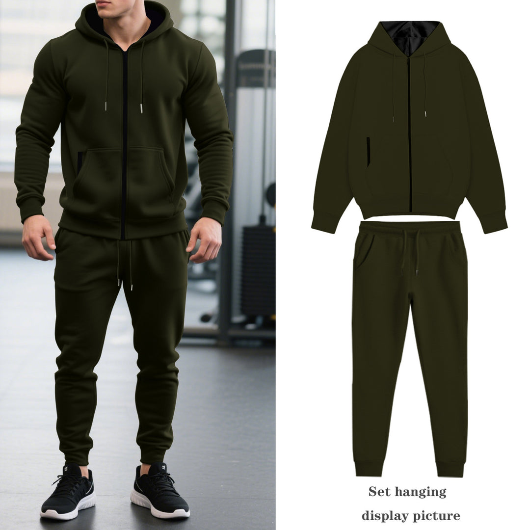 Herren nan zweiteiliges Performance Fleece Jogginganzug-Set mit Kapuzenjacke, verdecktem Reißverschluss und tapered Jogginghose Drune