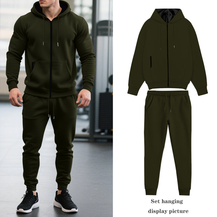 Herren nan zweiteiliges Performance Fleece Jogginganzug-Set mit Kapuzenjacke, verdecktem Reißverschluss und tapered Jogginghose Drune