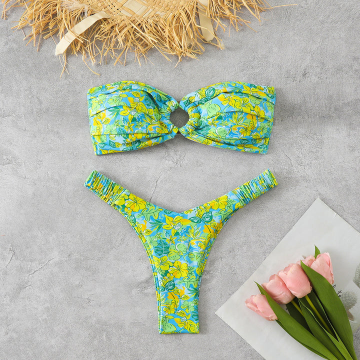 Damen Bandeau-Bikini mit raffiniertem Blumenmuster Drune