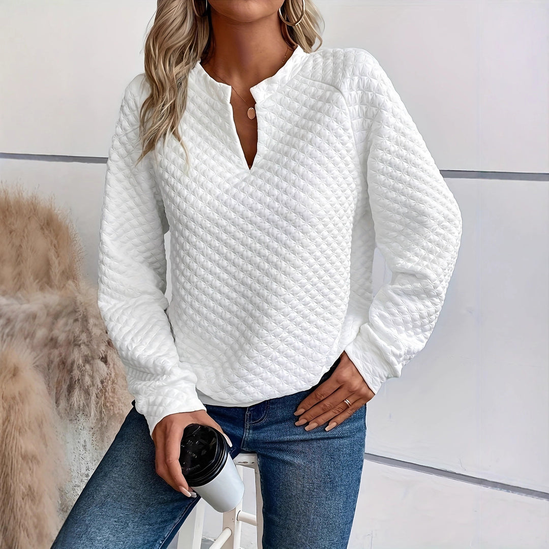 Damen Strickpullover mit strukturiertem Muster und modischem V-Ausschnitt Drune