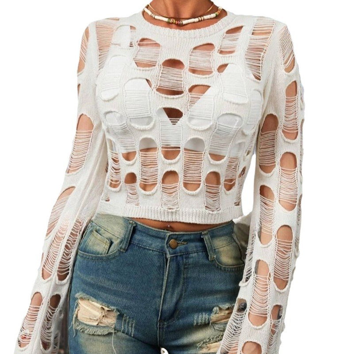 Damen Crop-Top mit einzigartigem Cut-Out Design und langem Ärmel Drune