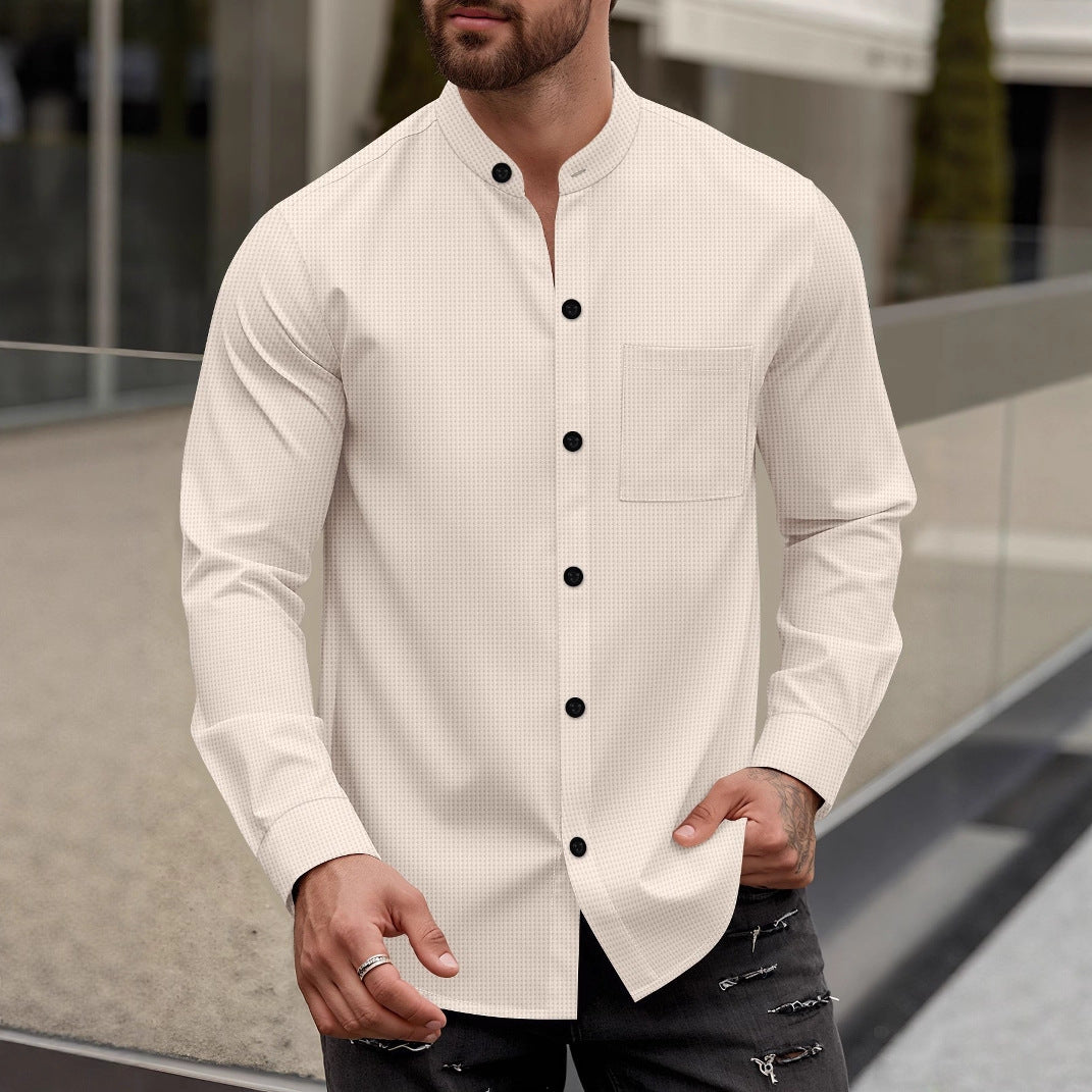Herren Elegantes Hemd mit Stehkragen Drune