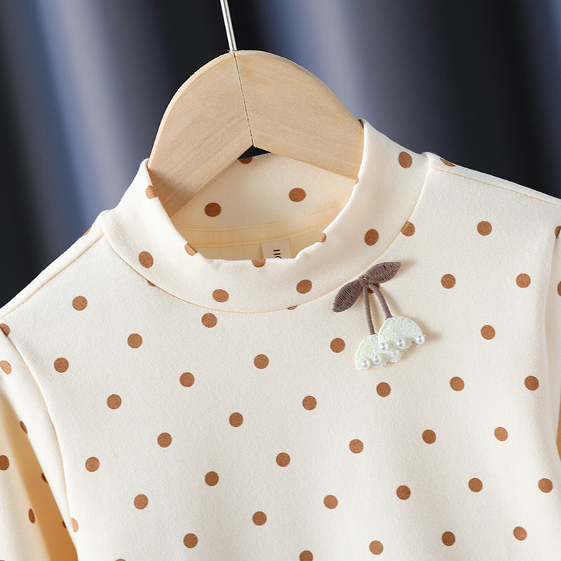 Mädchen Langarmshirt mit niedlichen Punkten und charmantem Applikationsdetail Drune
