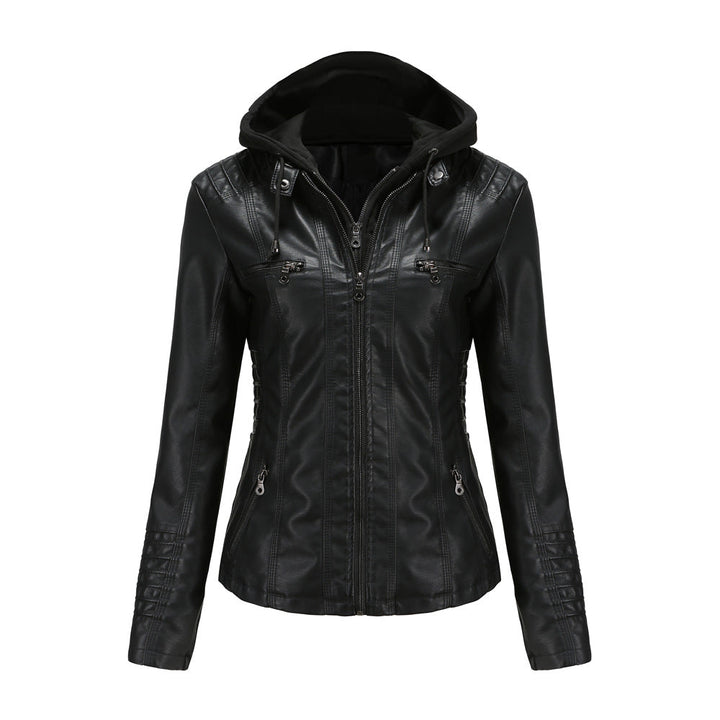 Drune | Lederjacke - Mit Kapuze - Figurbetonter Schnitt - Vielseitig & Stylisch