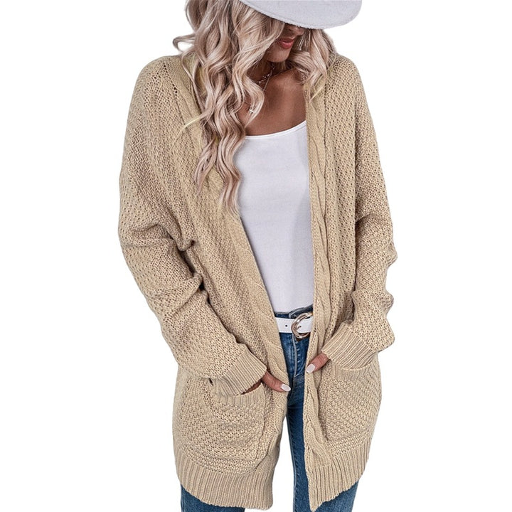 Damen lässige Strickjacke mit tiefen Taschen und knittrigem Design Drune
