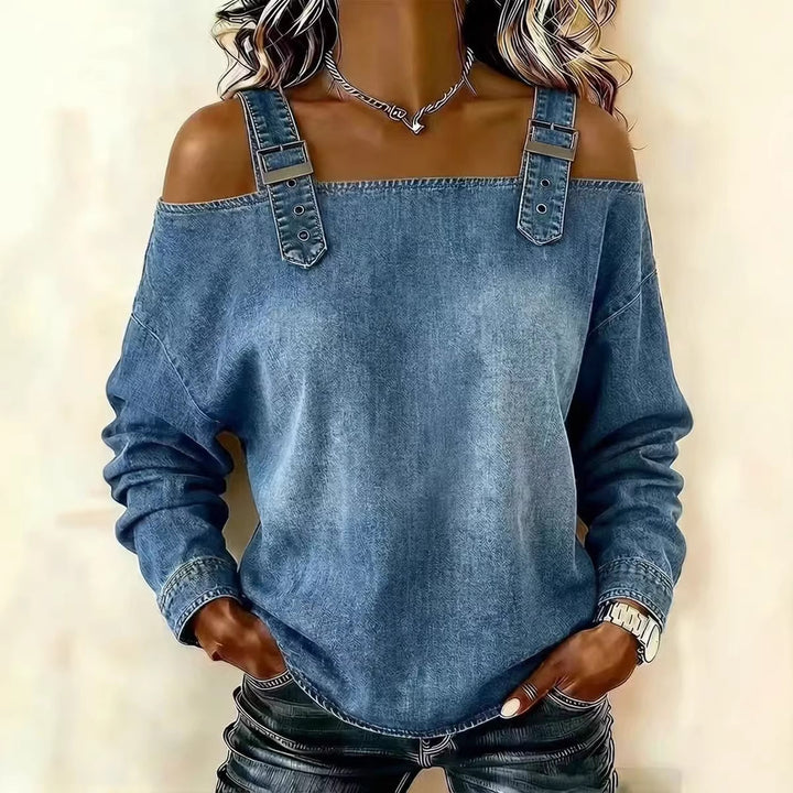 Damen lässiges Sweatshirt mit dekorativen Schulterdetails Drune