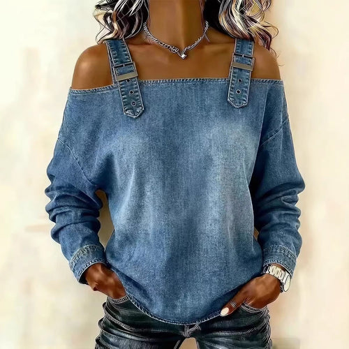 Damen lässiges Sweatshirt mit dekorativen Schulterdetails Drune
