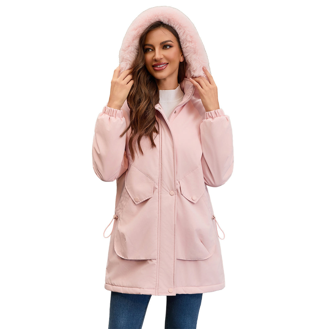 Damen wasserabweisende Parkajacke mit kuscheligem Kunstfellkragen Drune