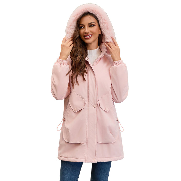Damen wasserabweisende Parkajacke mit kuscheligem Kunstfellkragen Drune