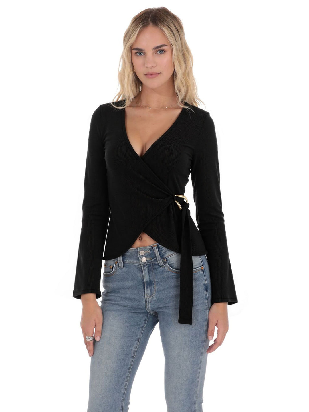 Damen Wickeloberteil mit langem Arm und eleganten Rüschendetails Drune