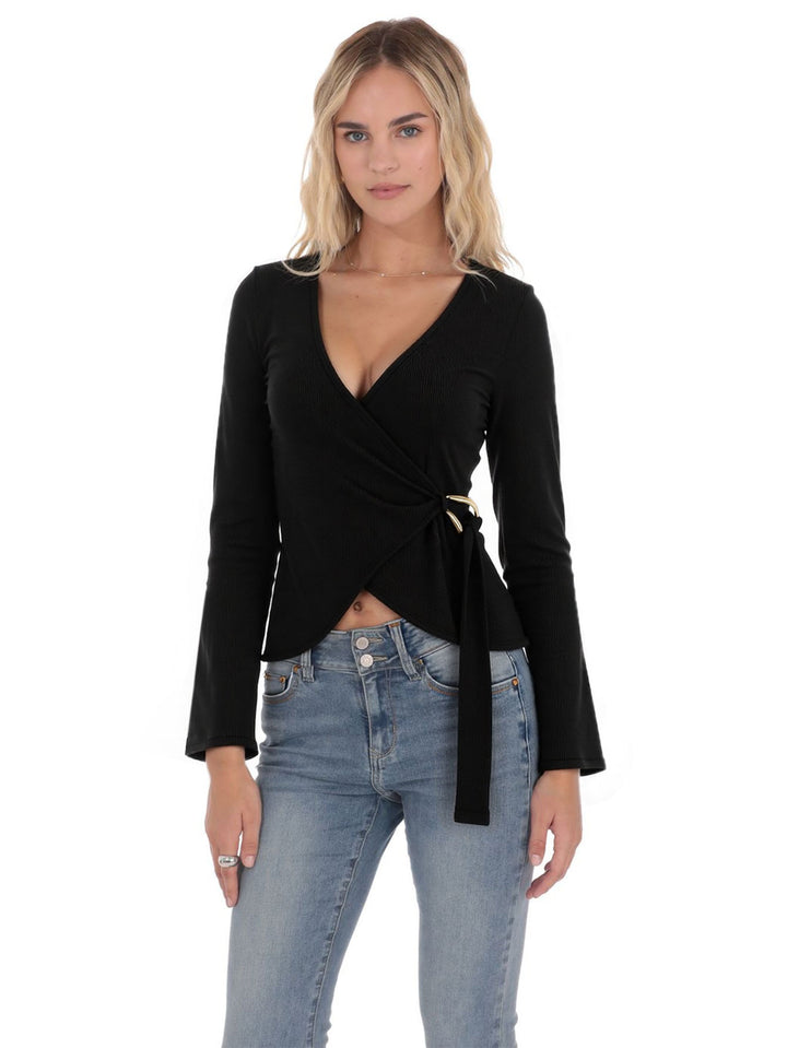 Damen Wickeloberteil mit langem Arm und eleganten Rüschendetails Drune