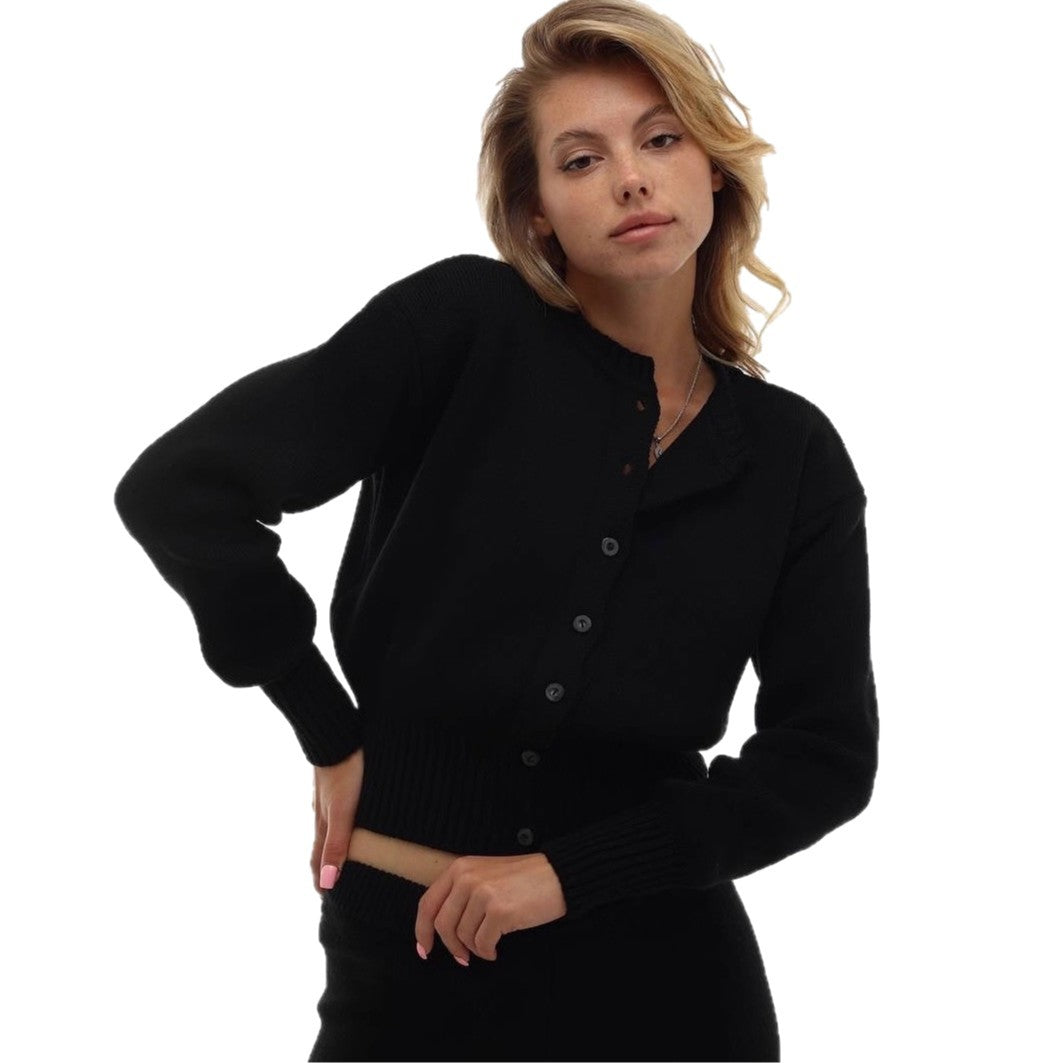 Damen cropped Strickjacke mit feinen Rippdetails und elegantem Knopfverschluss Drune