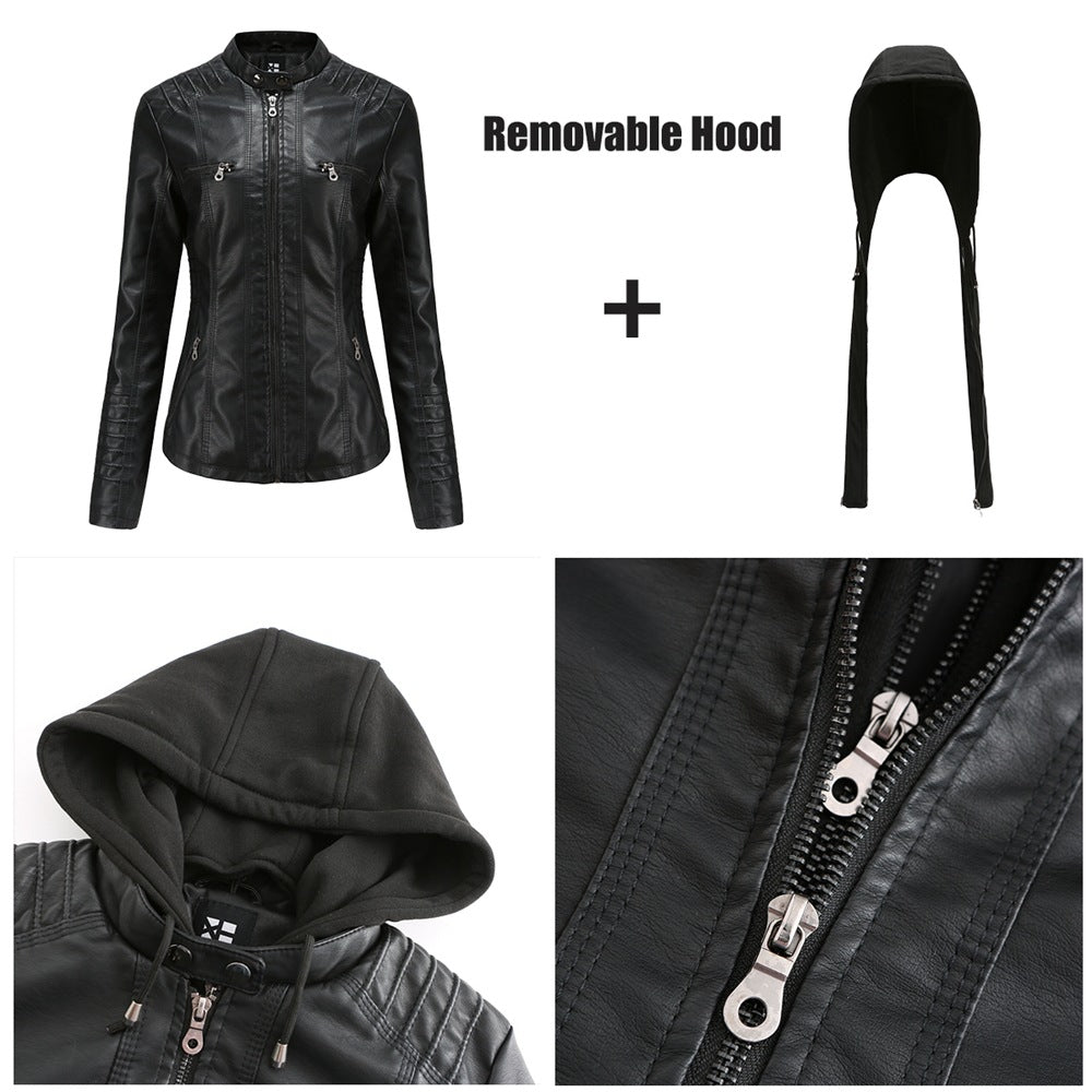 Drune | Lederjacke - Mit Kapuze - Figurbetonter Schnitt - Vielseitig & Stylisch