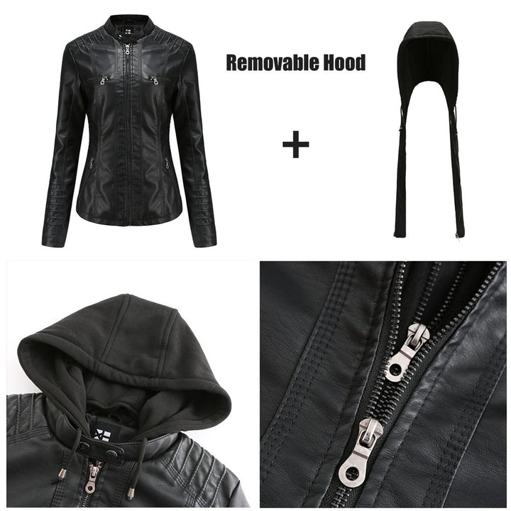 Drune | Lederjacke - Mit Kapuze - Figurbetonter Schnitt - Vielseitig & Stylisch