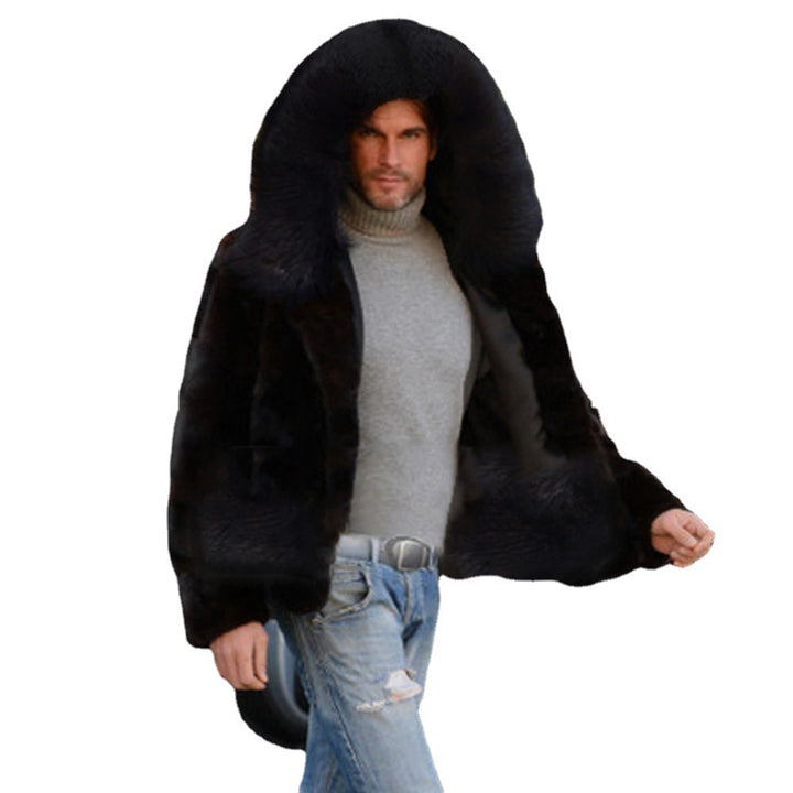 Herren Luxus Kunstpelzjacke mit breitem Kragen Drune