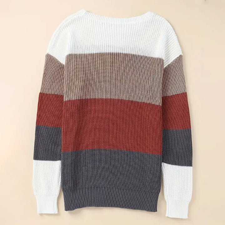 Damen Lässiger Pullover mit modischem Blockstreifen-Design Drune