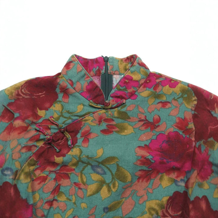 Damen Blumiges Oberteil mit Stehkragen Drune