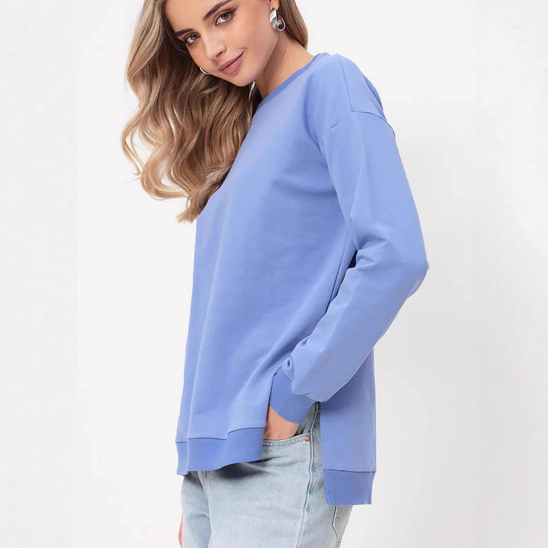 Damen bequemer Sweatshirt mit seitlichen Schlitzen Drune