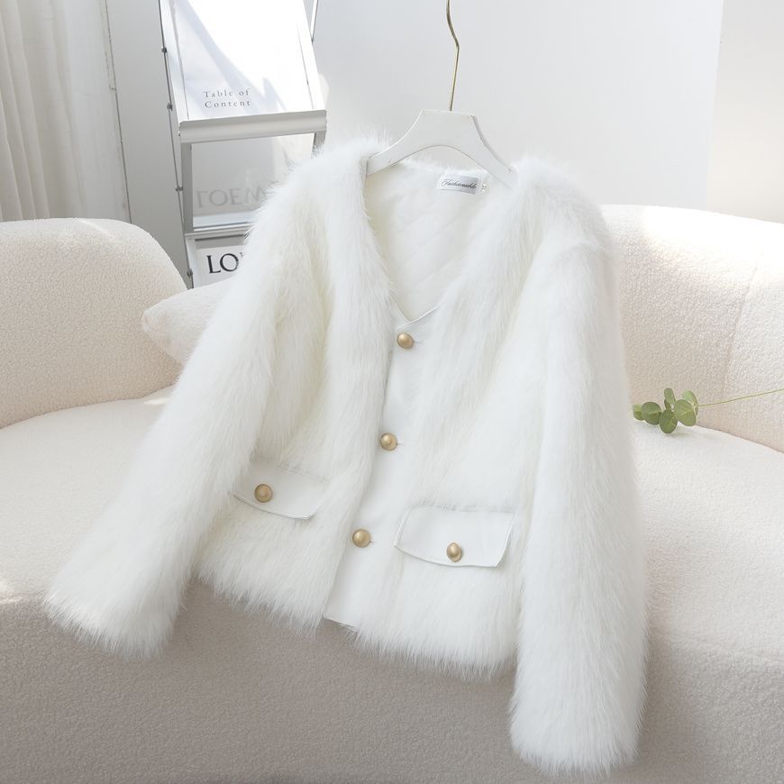 Damen Fuzzy Pelzjacke Drune