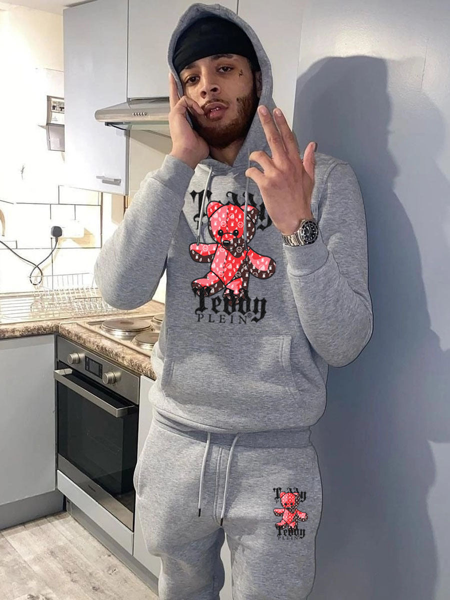 Damen Hoodie und Jogginghose Set mit auffälligem Teddy-Motiv Drune