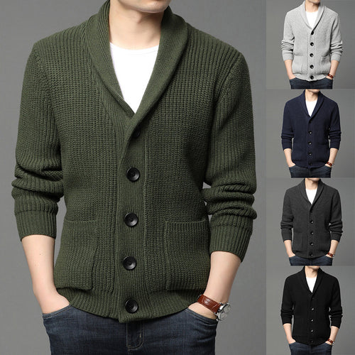 Herren Strickjacke mit Schalkragen und praktischen Taschen Drune