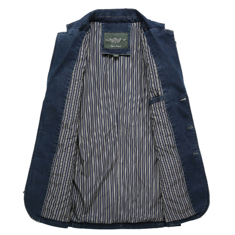Herren nan Jeansblazer im Tailored-Schnitt mit aufgesetzten Taschen und elastischem Denim Drune