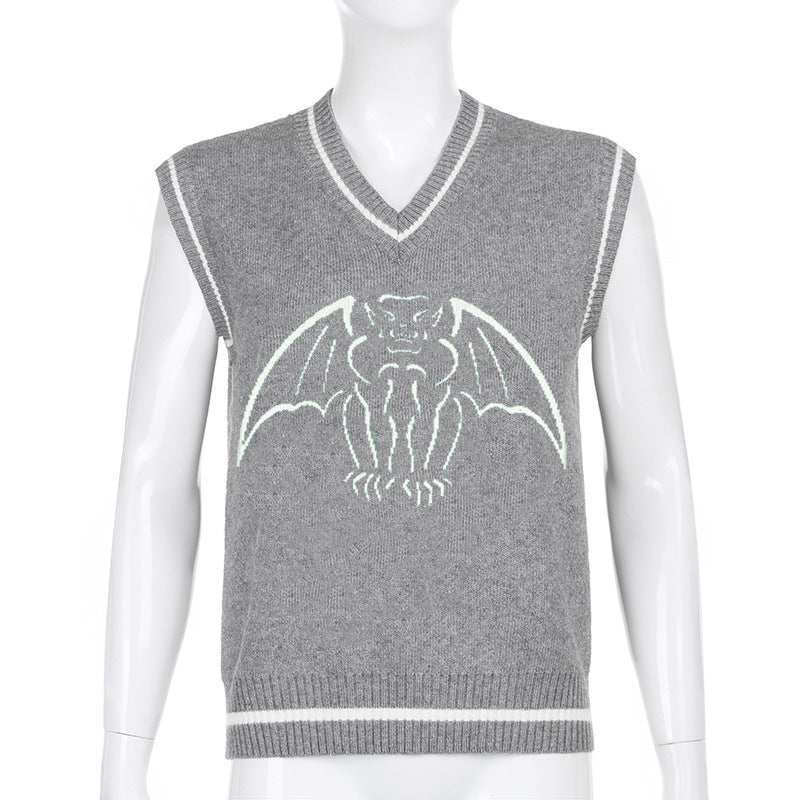 Damen Strickweste mit beeindruckendem Gothic-Motiv Drune