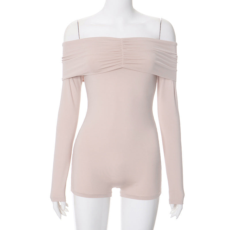 Damen Off-Shoulder Bodysuit mit langen Ärmeln Drune
