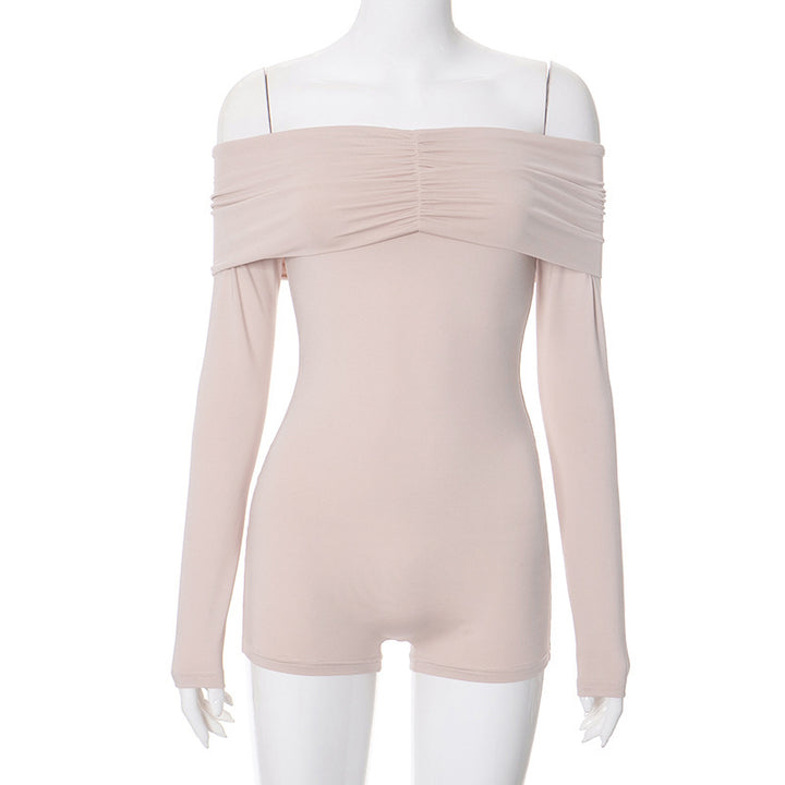 Damen Off-Shoulder Bodysuit mit langen Ärmeln Drune