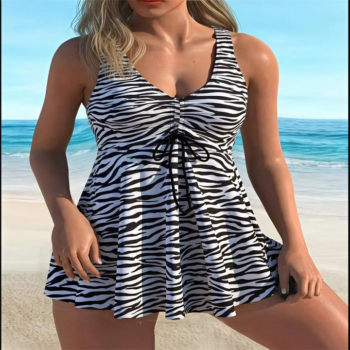Damen Strandkleid mit dynamischem Zebra-Design Drune