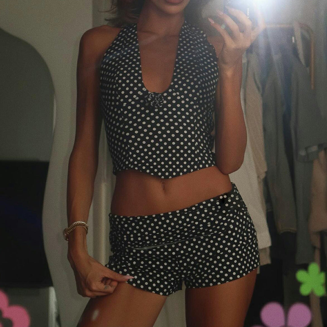 Damen Bikinitop und Shorts-Set mit Polka-Dots Drune