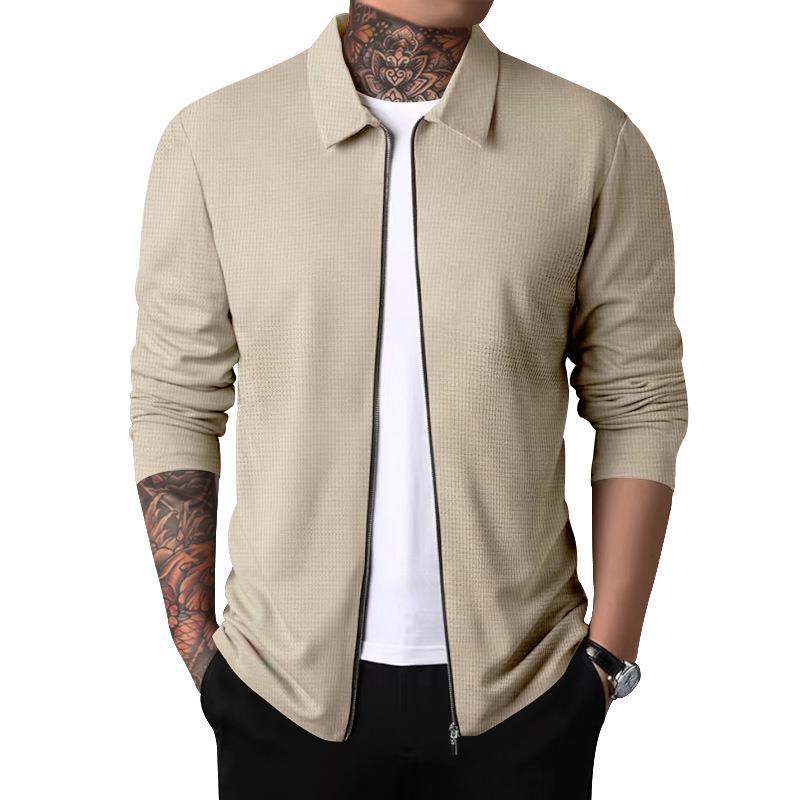 Herren leichte Strickjacke mit modernem Reißverschluss und strukturiertem Design Drune