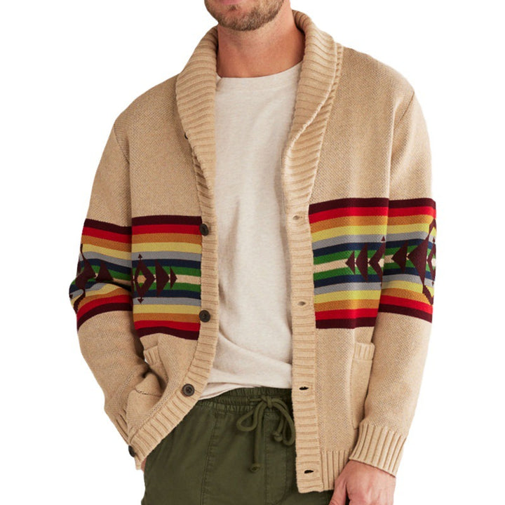 Herren Strickcardigan mit farbenfrohem Muster und lässigem Schnitt Drune
