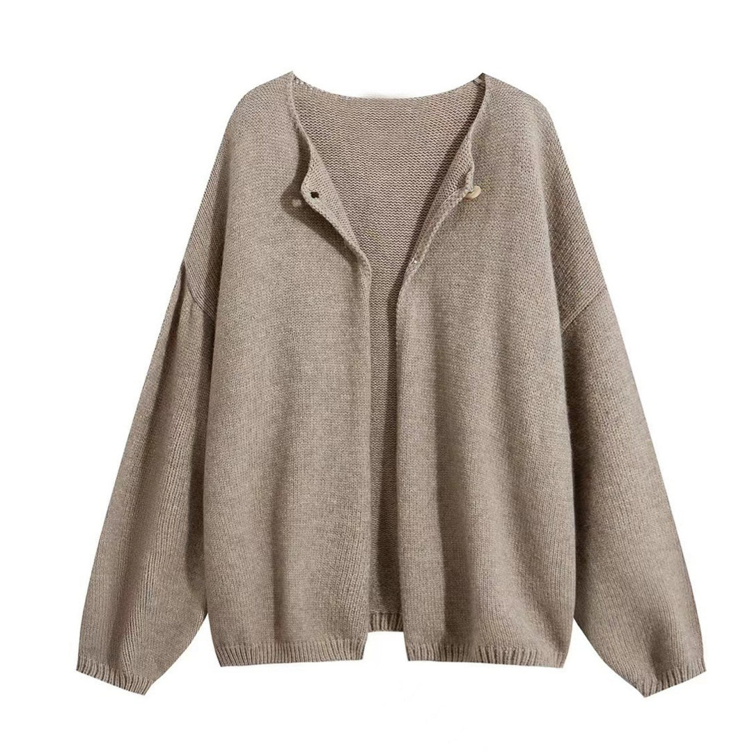 Damen Oversized Strickjacke mit sanften Texturen und offenen Fronten Drune