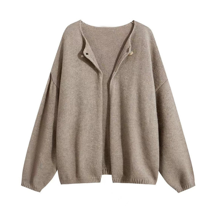 Damen Oversized Strickjacke mit sanften Texturen und offenen Fronten Drune