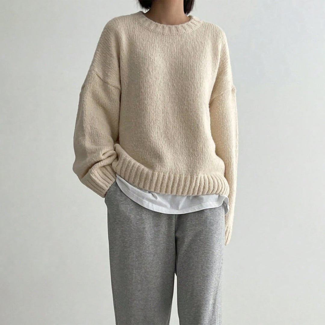 Drune | Pullover Gestrickte Wolle Übergröße Schnitt Rundhalsausschnitt Rippendetails