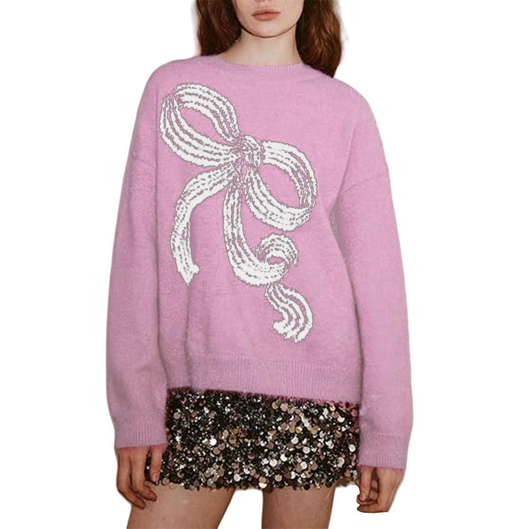 Damen Pullover mit verspieltem Schleifenmotiv und weichem Material Drune
